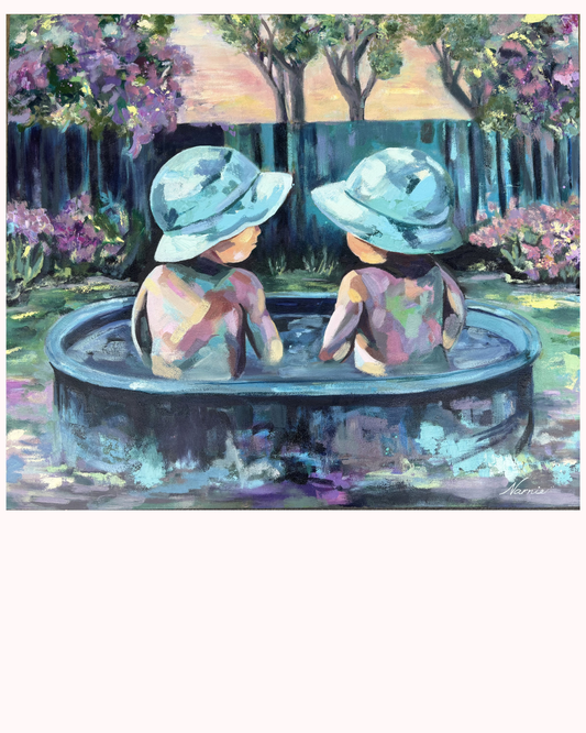 Backyard Dip Original Painting